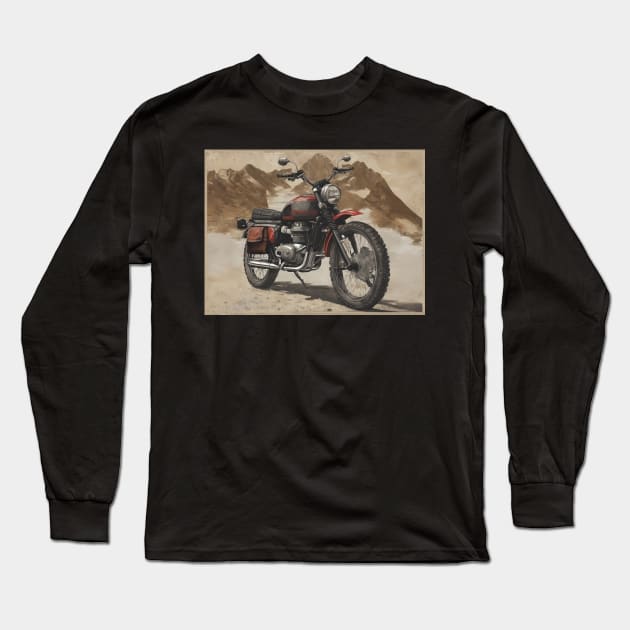 Vintage Scrambler 50s vibe motorcycle Long Sleeve T-Shirt by Bikerkulture